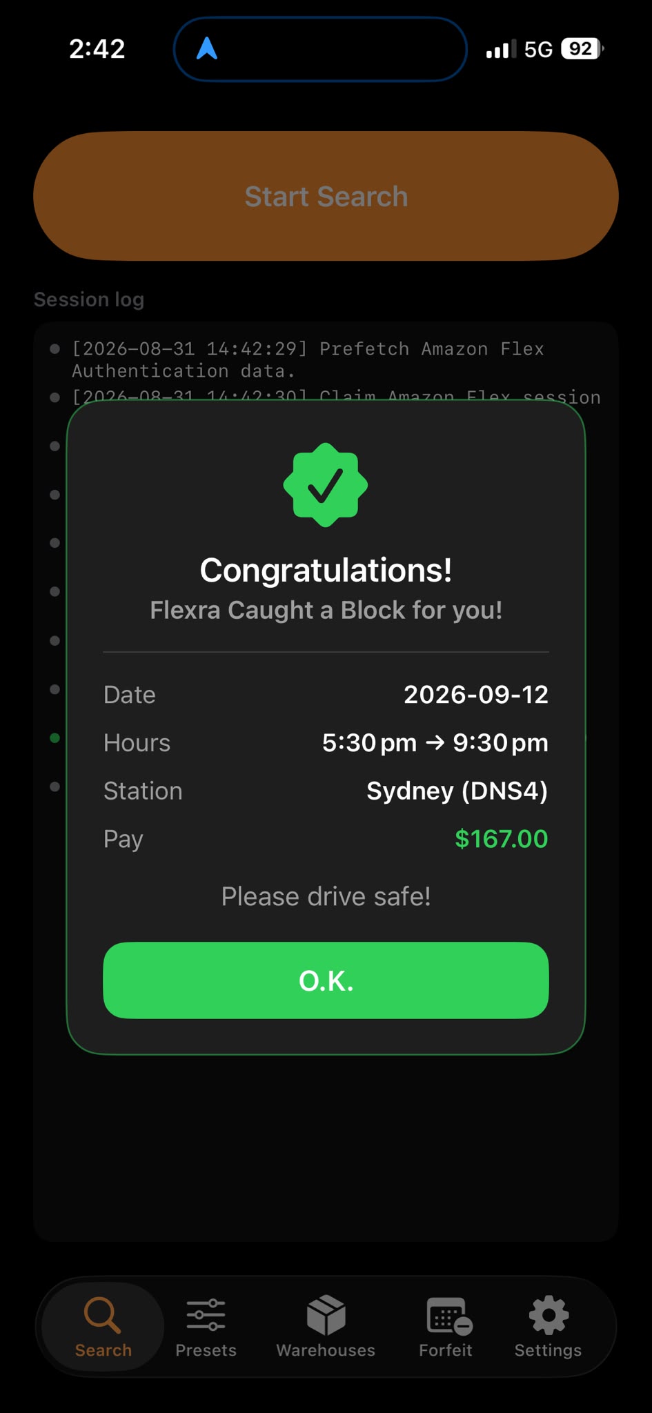 Flexra block secured confirmation with pay and time